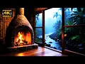 Download Lagu outdoor fireplace ambience | Fireplace Crackling \u0026 Rainfall Sounds for Healing Sleep #relaxing #01