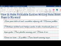 How to make Cursive Writing Note Book in Ms word 2019 Cursive Writing in Ms word Microsoft word