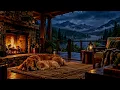 Cozy Fireplace & Rain with Golden Retrievers | 3 Hours of Storm Ambience