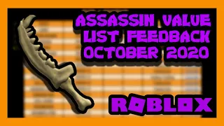 ASSASSIN VALUE LIST FEEDBACK OCTOBER 2020 ZICKOI