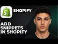 How To Add Snippets In Shopify Step By Step Beginner Tutorial 2026