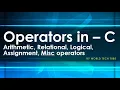 Operators in C Arithmetic Relational Logical Assignment Misc Operator Types of operator in C
