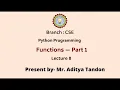 Python Programming Functions Part-1 AKTU Digital Education