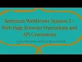 Selenium WebDriver Session 3 - Selenium Web Page Browser Operations and API Commands