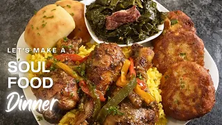 Soul Food Baked Chicken Salmon Croquettes Yellow Rice