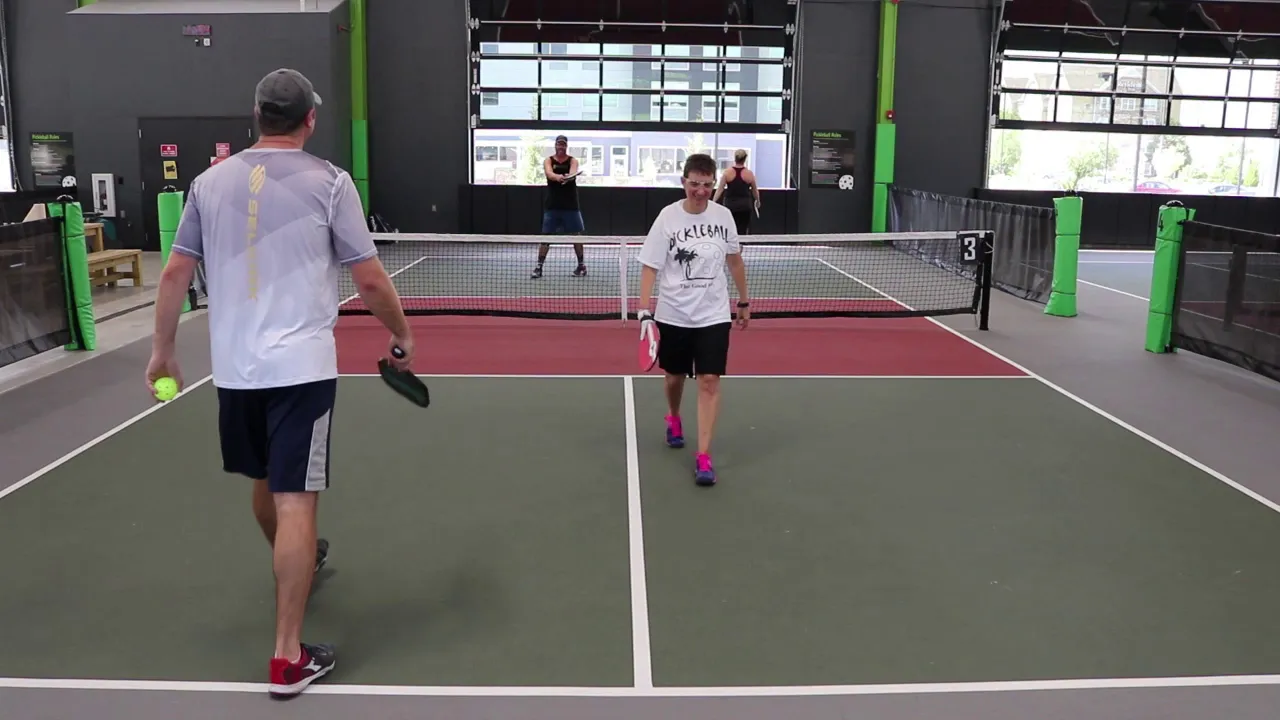 "Good thing you're not 6'4""... at Chicken N Pickle... Coach David & Dr. Spot vs Vickie & Chris Heck