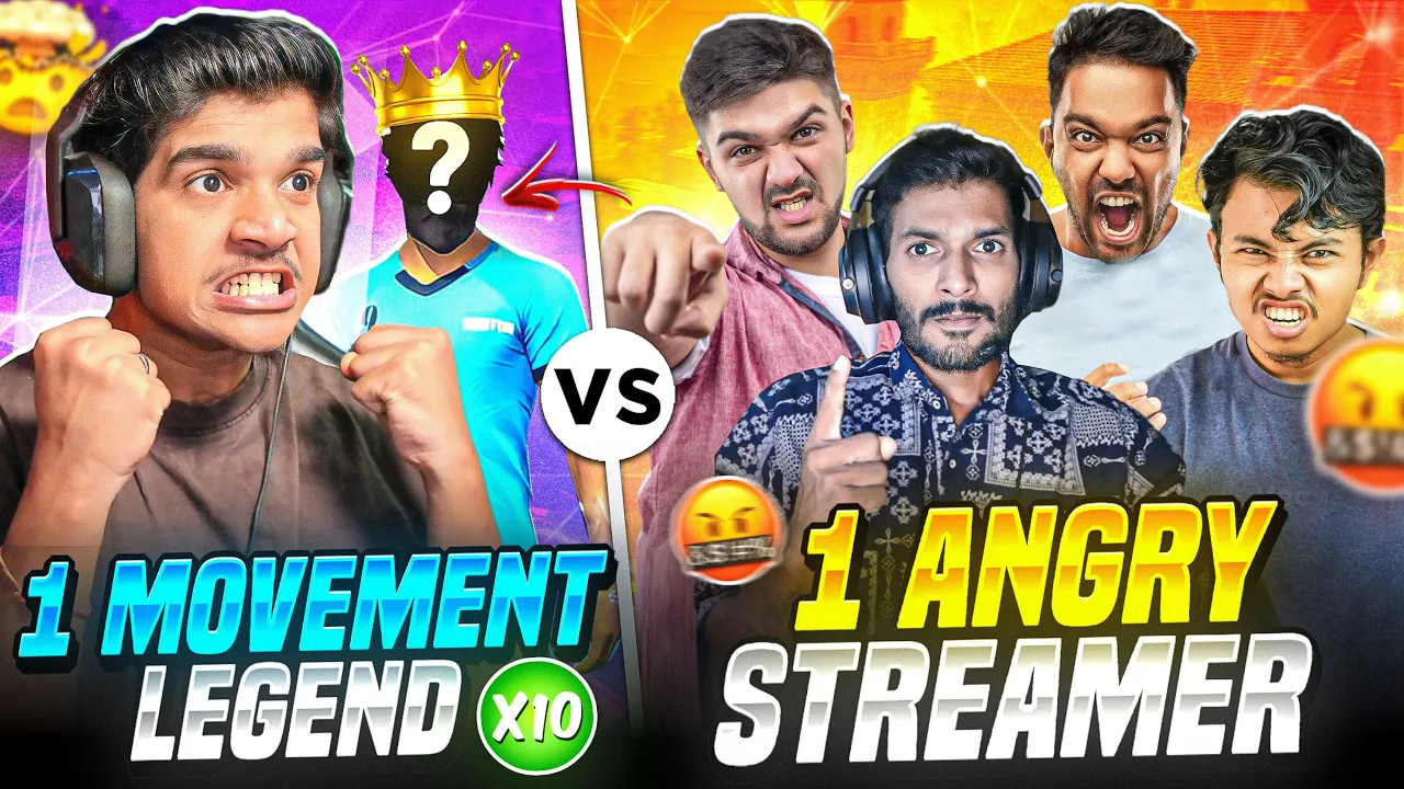 NO 1 👑MOVEMENT KING vs 1 ANGRY🤬 STREAMER | 😱NEW LEGEND | 1 v 4🔥| FREE FIRE IN TELUGU #dfg #freefire