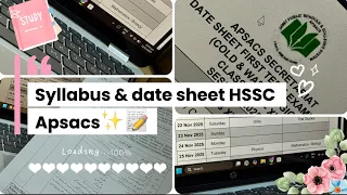 Syllabus Datesheet Of Sendups HSSC APSACS 