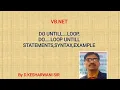 Do Until Loop Do Loop Until statements syntax examples in VB Net by D Kesharwani Sir