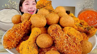 ASMR BHC뿌수기 뿌링클 콰삭킹 치즈볼 소스에 담가 먹기! 치킨 리얼먹방 :) chicken MUKBANG