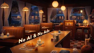 Cozy Fall Diner Ambience with Vintage Jazz, Soft Rain & Calm Cafe Sounds [No AI & No Mid-Roll Ads]