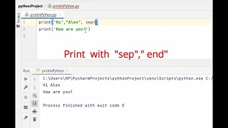 Python Tutorial-3 Print function with sep end in python