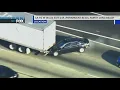 Pursuit vehicle crashes into back of big rig on 91 Freeway after hour-long pursuit
