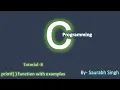 printf function of C in Hindi Tutorial 8 By Saurabh Singh
