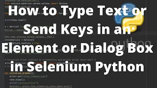 How to Type Text or Send Keys in an Element or Dialog Box in Selenium Python