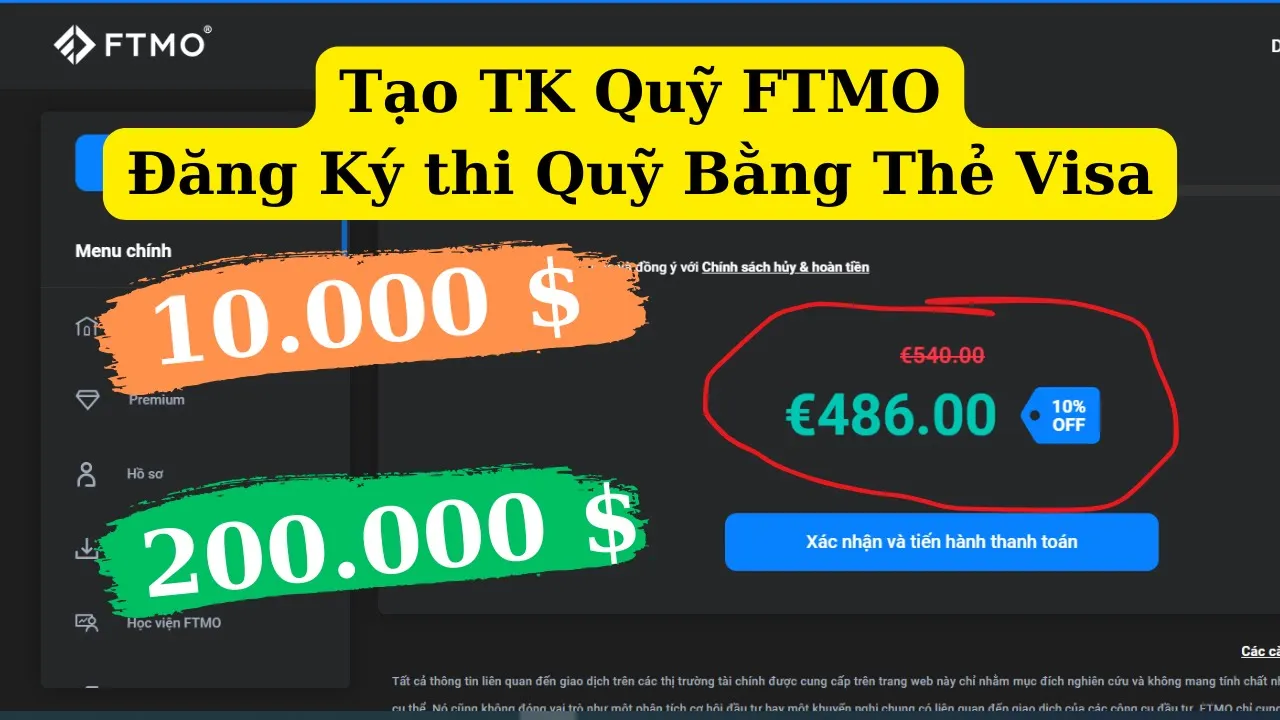 Outline Video Đăng ký thi quỹ FTMO A Z bằng thẻ Visa