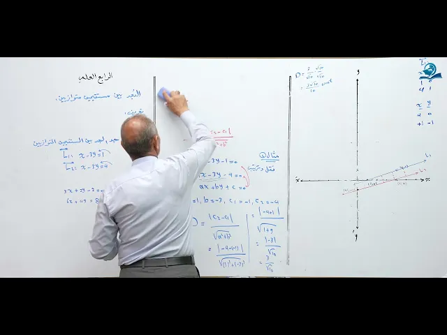 ⁣البعد بين مستقيمين متوازيين - مادة الرياضيات للصف الرابع الاعدادي