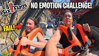 WE GOT SICK Trying the NO EMOTION CHALLENGE at Six Flags Magic Mountain!!!