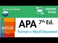 Lagu Format a Word document in APA 7th edition