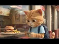 Poor Mama Cat Makes a Smash Burger for Ginger Kitten | Cute Cat Family Story
