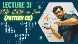 Lecture 31 FOR LOOP PATTERN 03 in Java in Hindi NUMBER PATTERN ICSE ISC BTECH BCA
