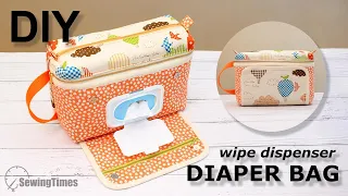 DIY Diaper Bag How To make a Baby Bag with wipe dispenser sewingtimes