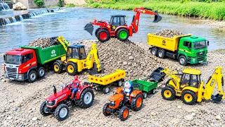 Jcb 3dx loading Heavy Muddy Sand Tipper tractor accident pulling jcb car ? Cartoon jcb tractor CSToy