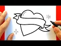 How To Draw a HEART With Ribbon Step By Step