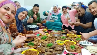 عزومه رمضان لمتنا ع اكبر سفره رمضانيه كل انواع الاكلات البحريه فرحت قوي عملت الاكلات اللي هم بيحبوها 
