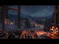 Lagu Warm Winter Cabin: Crackling Fire and Gentle Snowstorm Sounds for a Peaceful Sleep