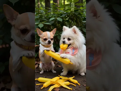 A puppy outsmarts a gorilla using a banana. #pets #cutedog #animals #puppy #doglife #funny