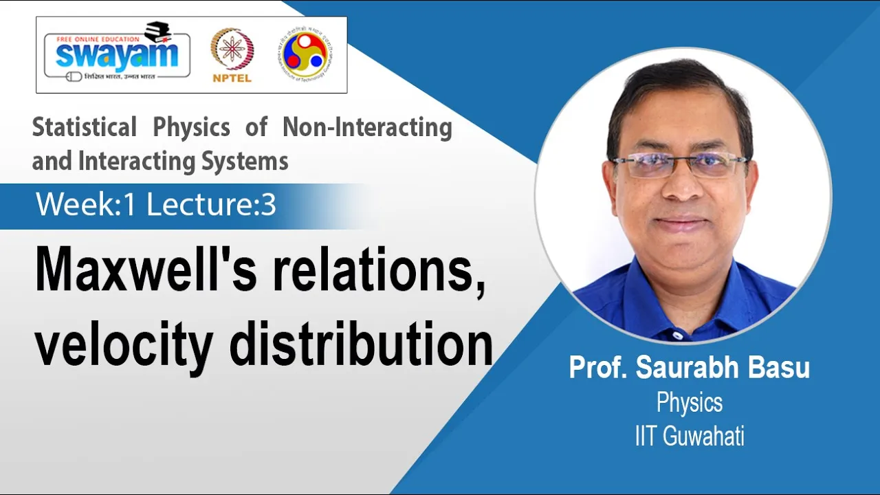 Lec 3: Maxwell's relations, velocity distribution
