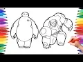 Disney Big Hero 6 Cartoon Coloring Pages Baymax Superhero Transformation How to Draw