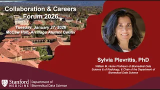 Sylvia Plevritis addresses the 2026 DBDS Collaboration Careers Forum