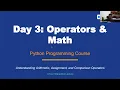 Python Operators Math Explained BODMAS Arithmetic Comparison Day 3 - Python for Beginners