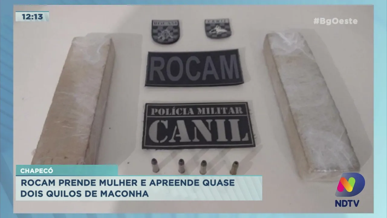 Chapecó: Rocam prende mulher e apreende quase 2kg de maconha