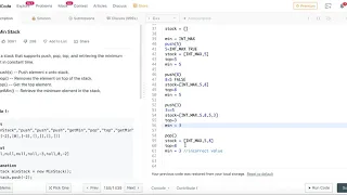 MIN STACK - USING A SINGLE STACK LeetCode