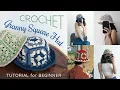 Crochet Granny Square Hat - FREE Pattern for S M L