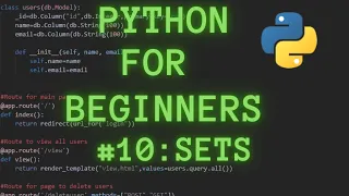 Python Programming for Beginners Tutorial 10 Sets