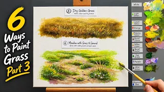 6 Ways to Paint Grass – Part 3 | Dry Golden Grass & Natural Meadow