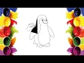 Penguin Coloring Cute Animal Coloring Page Relaxing Art with Crayons Mini Artists World