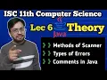 Lec 6 Ch - Java Fundamental Scanner class Comments Operators java errors ISC 11th CS
