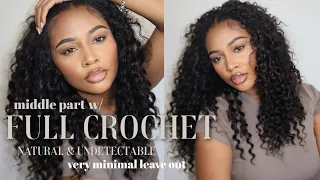 027 HOW TO DIY EASY MIDDLE PART HUMAN HAIR CROCHET SUPER FLUFFY UNDETECTABLE FT EAYON HAIR