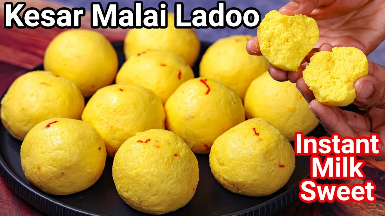 Kesar Malai Ladoo - Instant Milk Sweet with New Trick   Doodh Ladoo - Trick Without Collecting Cream