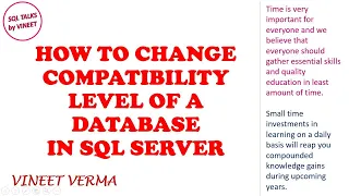 How to View and Change Compatibility Level of a Database SQL Server Database Design