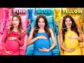 Download Lagu Pink vs Yellow vs Blue Girl in Hospital! Color Challenge for Pregnant