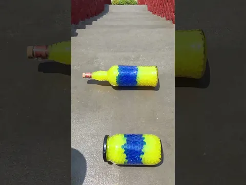 Blue & Yellow glass Bottles! Crushing Crunchy & Soft things #shorts #asmr #satisfying #asmrsounds