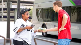 Giving $10,000 To People Taking The Bus
