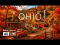 Ohio Autumn 4K Drone Views Golden Forests Lakes Historic Covered Bridges