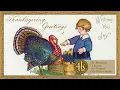 Thanksgiving Art for TV - Vintage Fall Turkey and Child Postcards 4K Framed Ambient